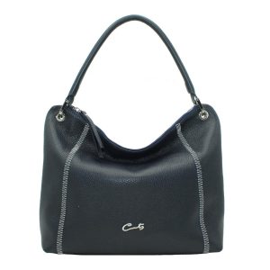 Bolso Hobo con Costuras Zigzag