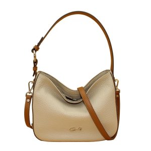 Bolso Hobo en Piel Granulada con Asa Combinada