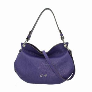 Bolso Hobo en Piel Granulada con Bandolera