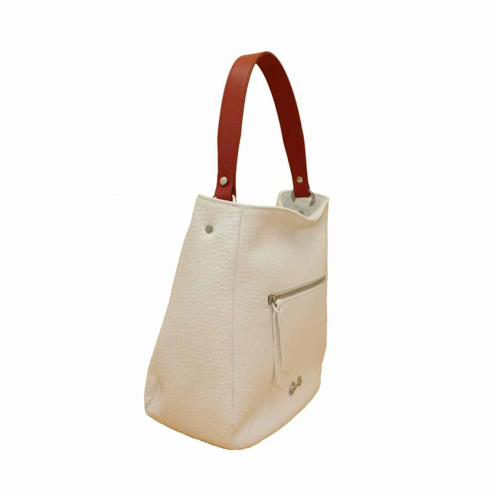 Bolso Hobo de Piel Granulada Combinado - Imagen 3