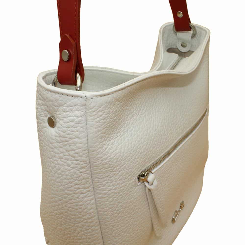 Bolso Hobo de Piel Granulada Combinado - Imagen 4