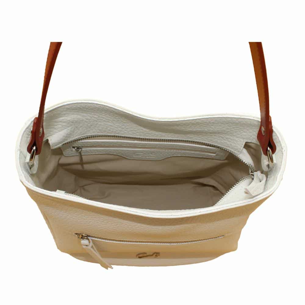 Bolso Hobo de Piel Granulada Combinado - Imagen 5