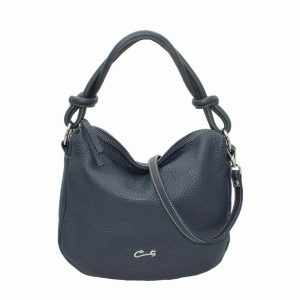 Bolso Hobo en Piel Granulada con Detalle de Nudos