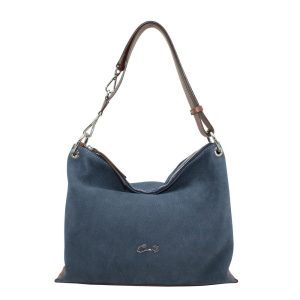 Bolso Hobo en Piel Nobuk Combinado