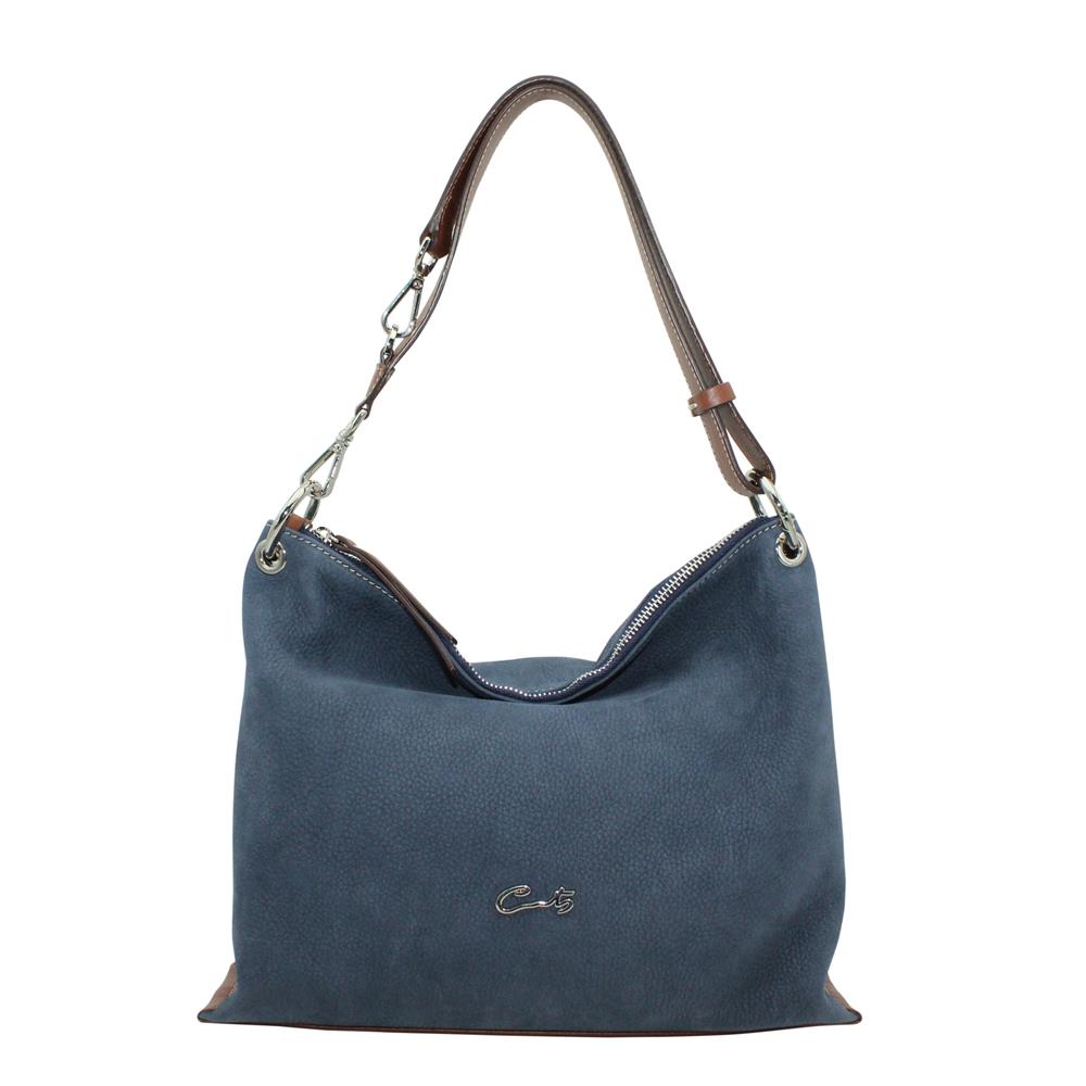 Bolso Hobo en Piel Nobuk Combinado - Imagen 2