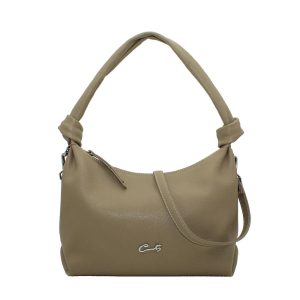 Bolso Hobo en Piel con Nudos en el Asa y Bandolera