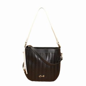 Bolso Hobo en Piel Trenzada Combinado