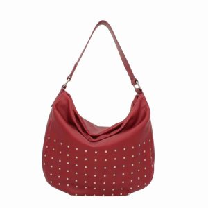 Bolso Hobo de Piel con Tachas