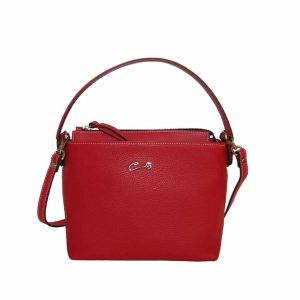 Bolso de Piel con Asa de Mano y Bolsillos Exteriores