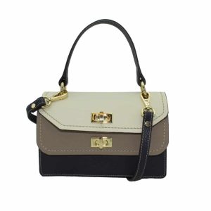 Bolso de Piel con Dos Solapas Tricolor