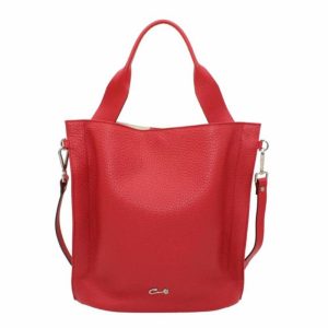 Bolso de Piel Granulada con Asa de Mano y Color Rojo