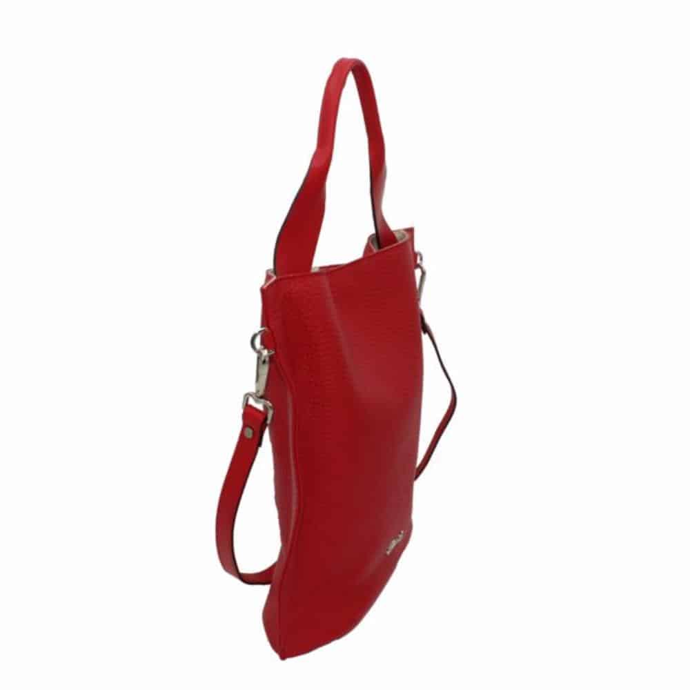 Bolso de Piel Granulada con Asa de Mano y Color Rojo - Imagen 3