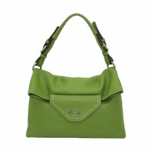 Bolso de Piel Granulada con Cierre de Solapa