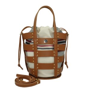 Bolso con Tiras de Piel y Saca de Lona
