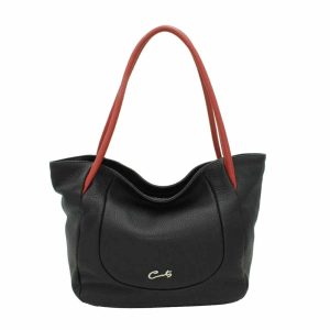Bolso Shopper en Piel con Dos Asas color Teja