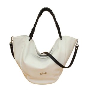 Bolso Shopper en Piel Lisa con Asa Trenzada