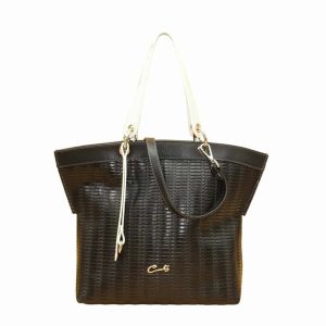 Bolso Shopping en Piel Trenzada Combinado