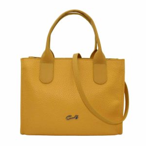 Bolso Tote en Piel Granulada con Dos Asas