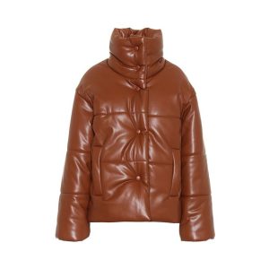 Chaqueta acolchada marrón con capucha