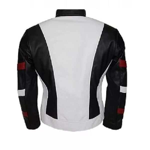 Chaqueta clásica vintage de cuero genuino blanco para hombre - Imagen 3
