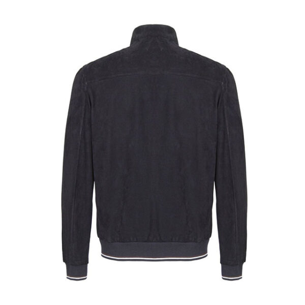 Chaqueta de motorista de ante azul marino para hombre - Imagen 4