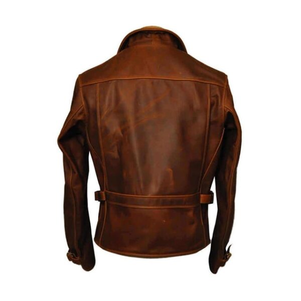 Chaqueta de moto de piel de oveja marrón para mujer - Imagen 6