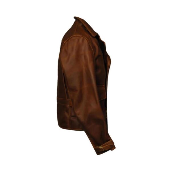 Chaqueta de moto de piel de oveja marrón para mujer - Imagen 5