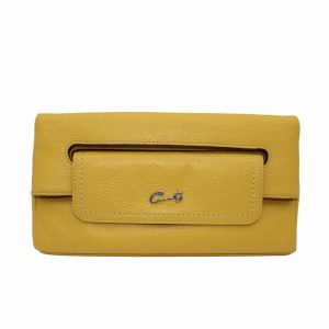 Cartera de Piel color Mostaza con Solapa