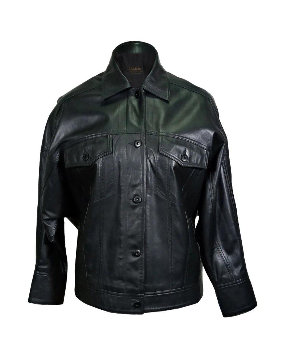 Chaqueta clásica de piel de oveja auténtica para mujer