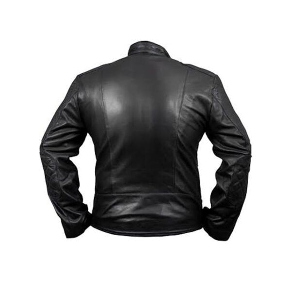 Chaqueta de motorista Chris para hombre en auténtica piel negra. - Imagen 4