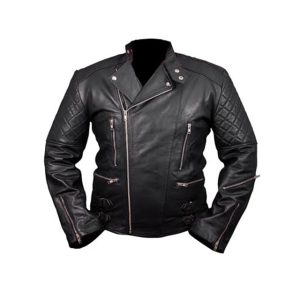 Chaqueta de motorista Chris para hombre en auténtica piel negra.