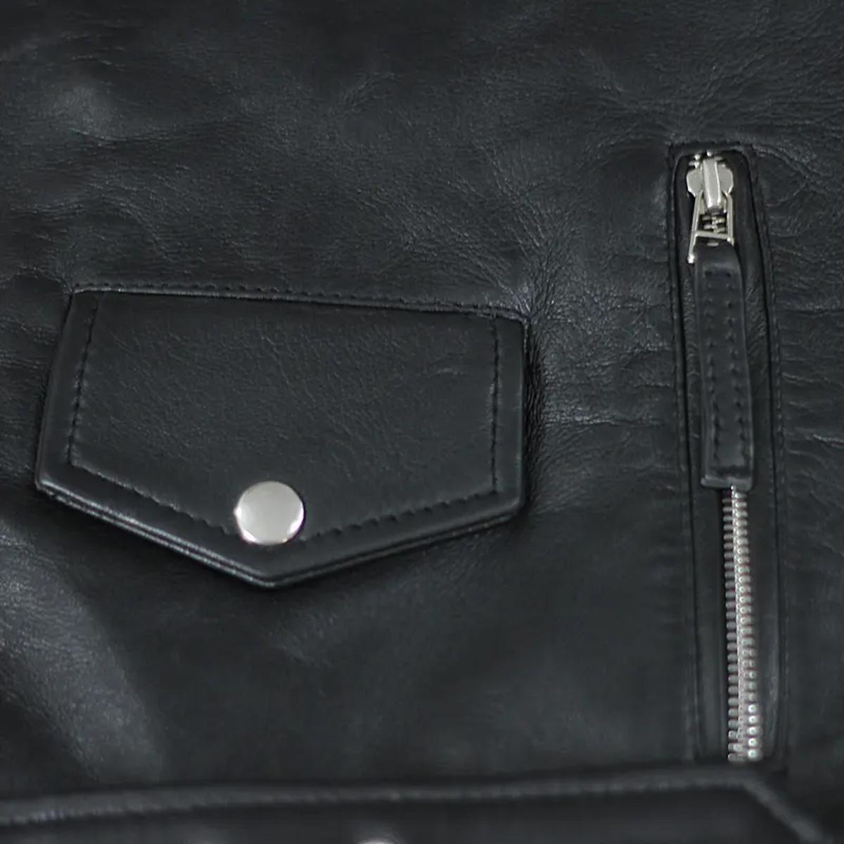Chaqueta de cuero auténtico para hombre estilo motero, corte ajustado. - Imagen 3