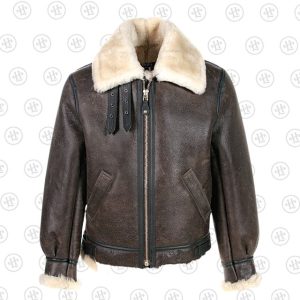 Chaqueta de aviador clásica B-3 de piel de oveja