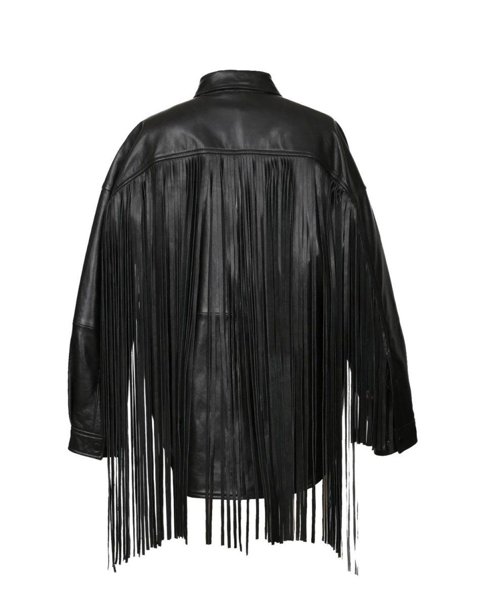 Chaqueta vaquera de piel de oveja para mujer con flecos - Imagen 3