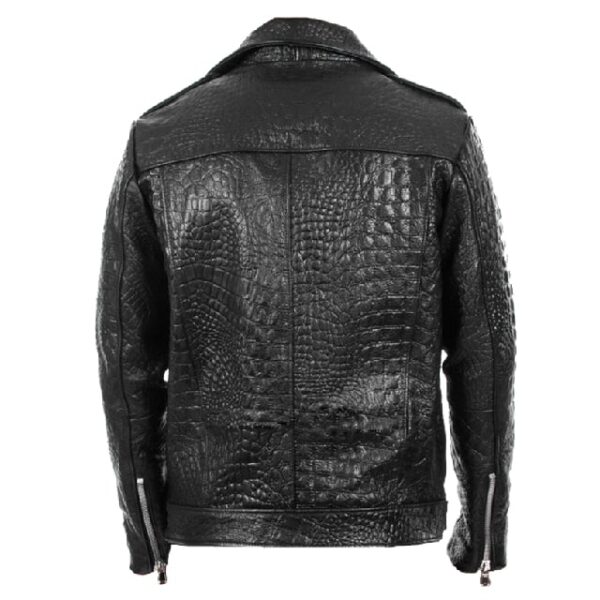 Chaqueta motera de piel sintética con estampado de cocodrilo - Imagen 5