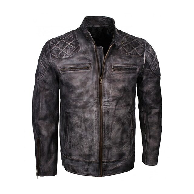 Chaqueta de moto de piel de oveja para hombre David - Imagen 2