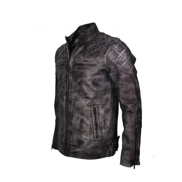 Chaqueta de moto de piel de oveja para hombre David - Imagen 5