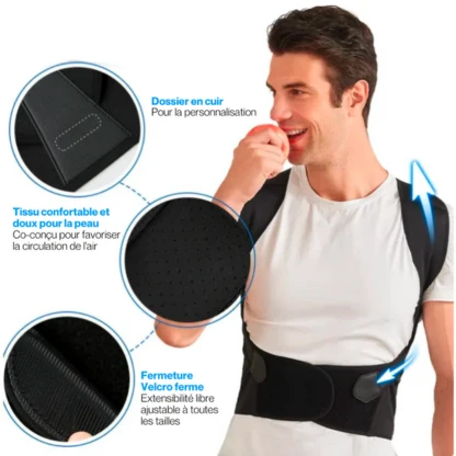 Correcteur de posture dorsal pour homme – Soutien ergonomique pour le dos et les épaules, maintien du dos, redresseur de posture - Imagen 5
