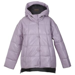 Chaqueta acolchada de piel de oveja Dora con capucha