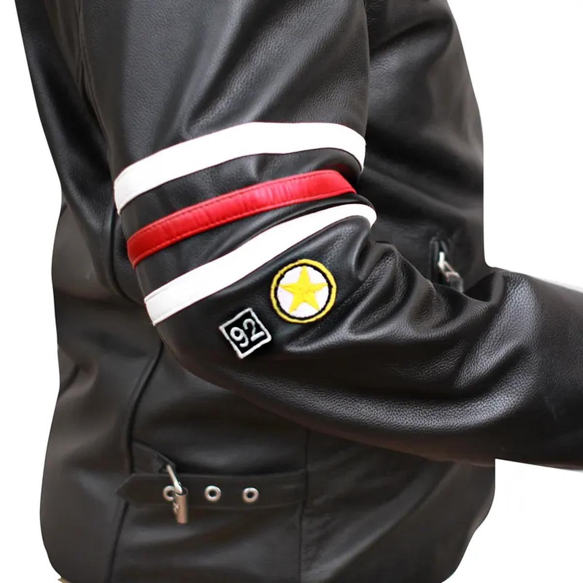 Chaqueta deportiva de piel de oveja negra para hombre. - Imagen 3