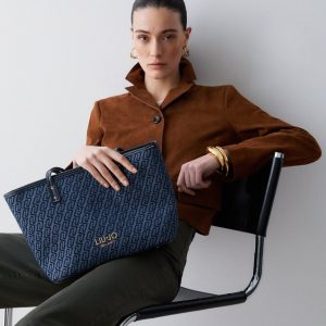 Bolso tote de denim con jacquard LIUJO