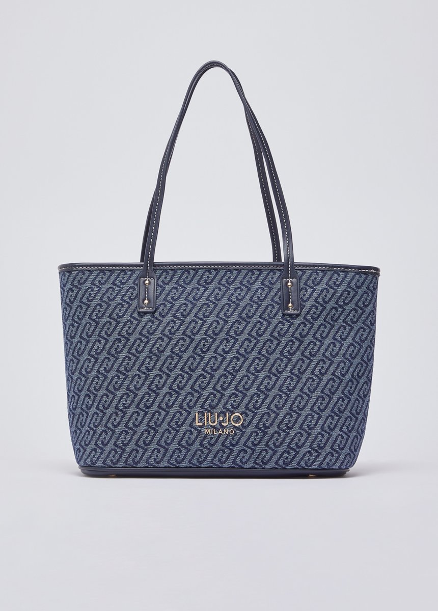 Bolso tote de denim con jacquard LIUJO - Imagen 3