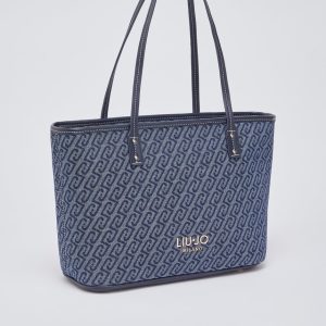 Bolso tote de denim con jacquard LIUJO