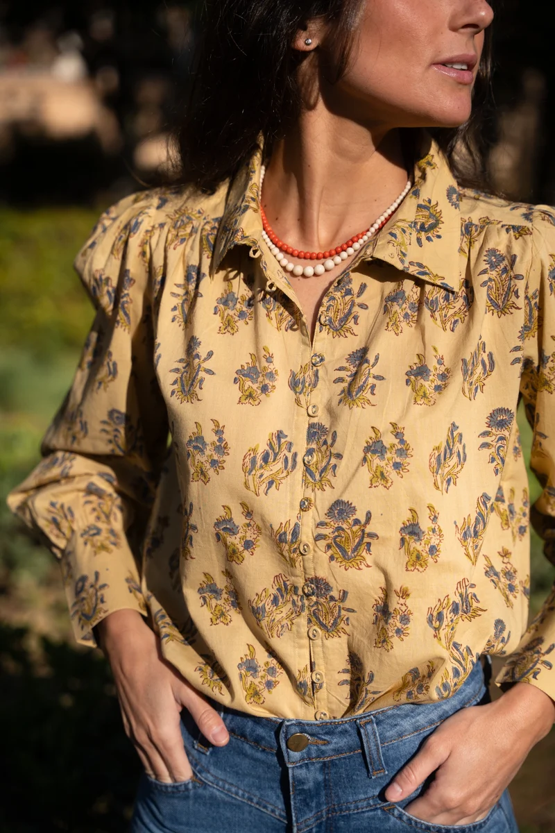 CAMISA BEIGE AZUL - Imagen 5