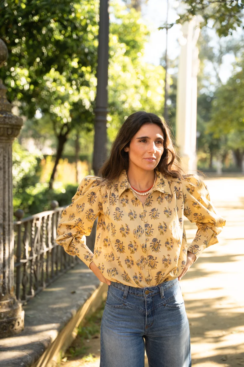 CAMISA BEIGE AZUL - Imagen 2