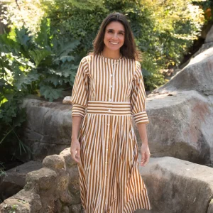 VESTIDO RAYAS OCRE