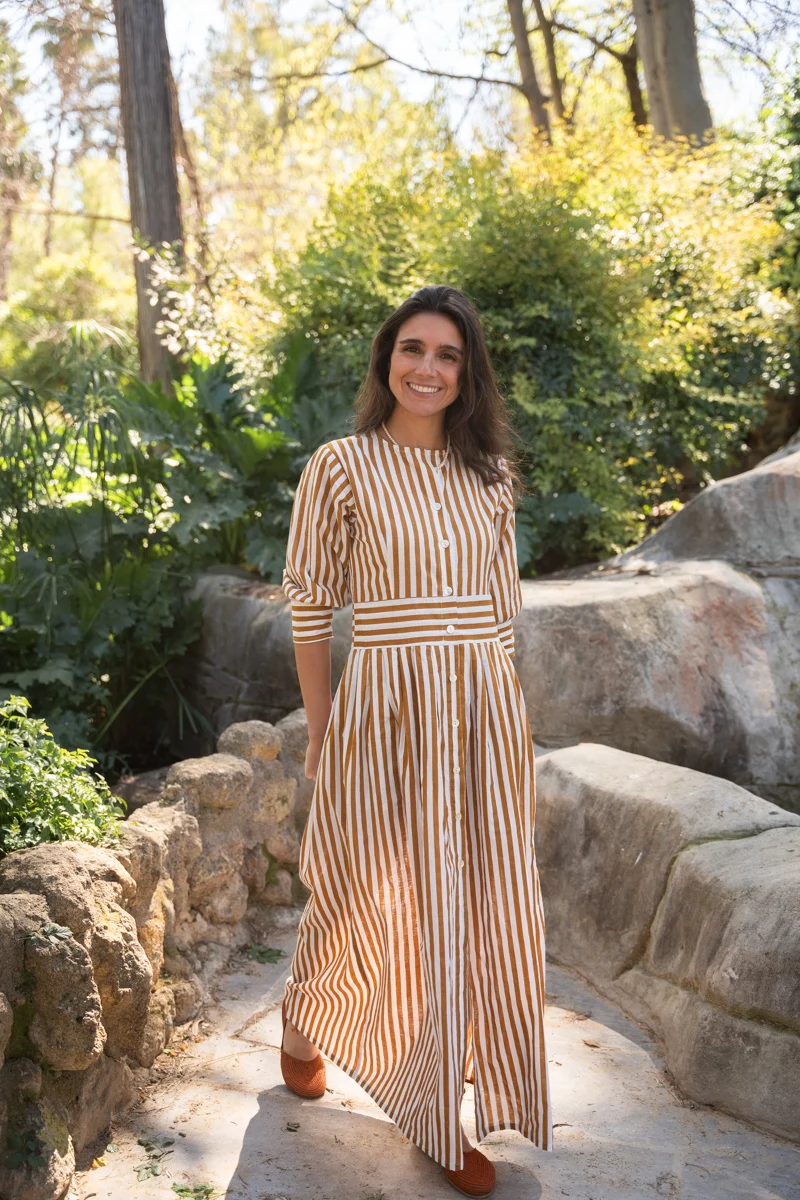 VESTIDO RAYAS OCRE - Imagen 4
