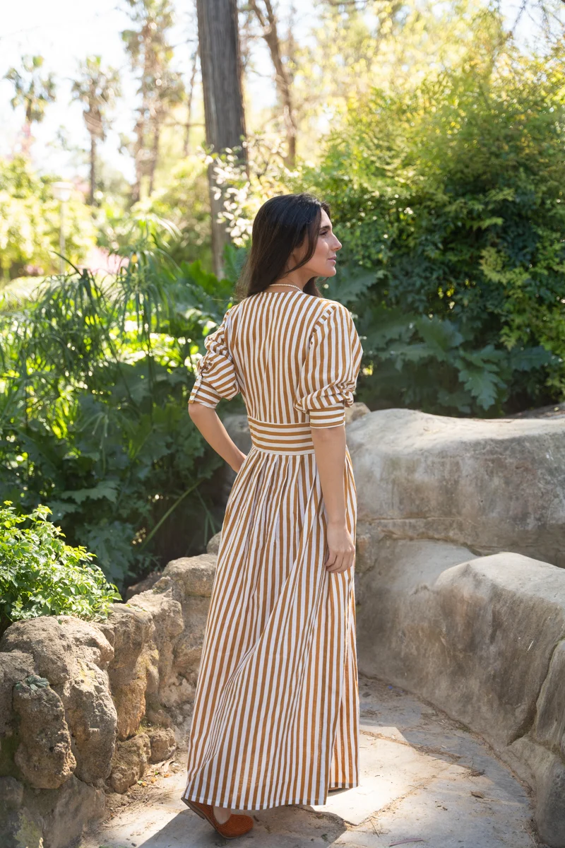 VESTIDO RAYAS OCRE - Imagen 7