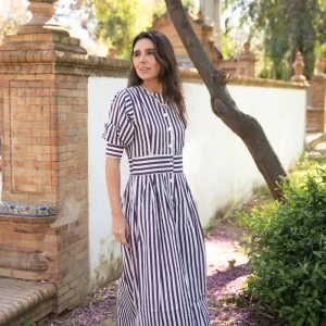 VESTIDO RAYAS MORADO