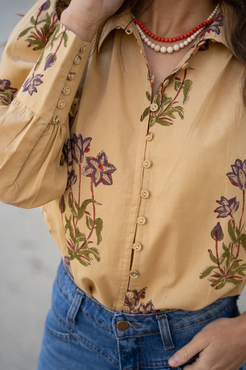 CAMISA BEIGE MORADA - Imagen 5